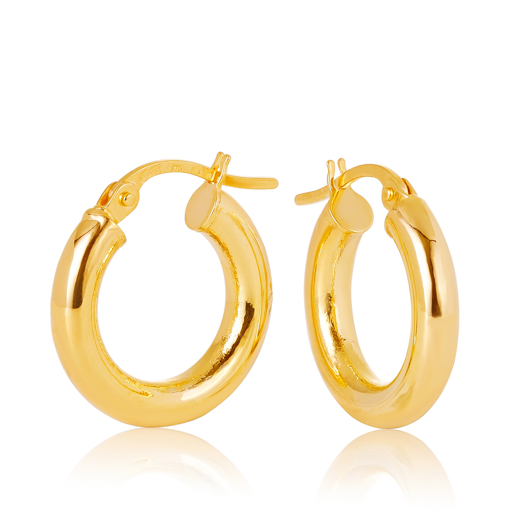 9ct Yellow Gold 3mm x 10mm Diameter Round Plain Hoop Earrings - 5ER0431 Gold Earrings 