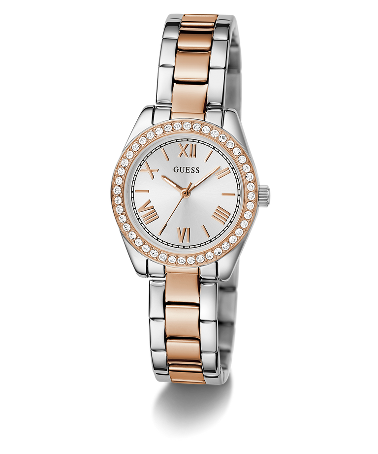 Guess Ladies Mini Luna 2-Tone Rose Gold, Silver Dial  - GW0841L3 GUESS 