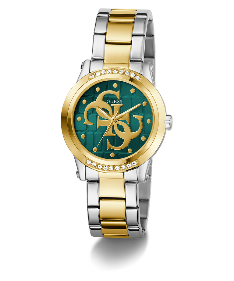 Guess Ladies Annette Two-Tone Green Dial, Gold Case, Two-Tone Band - GW0861L4 GUESS 