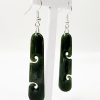 NZ Greenstone with Sterling Silver Maori Weave Inspired Medium Stud Earrings Greenstone?Jewellery 