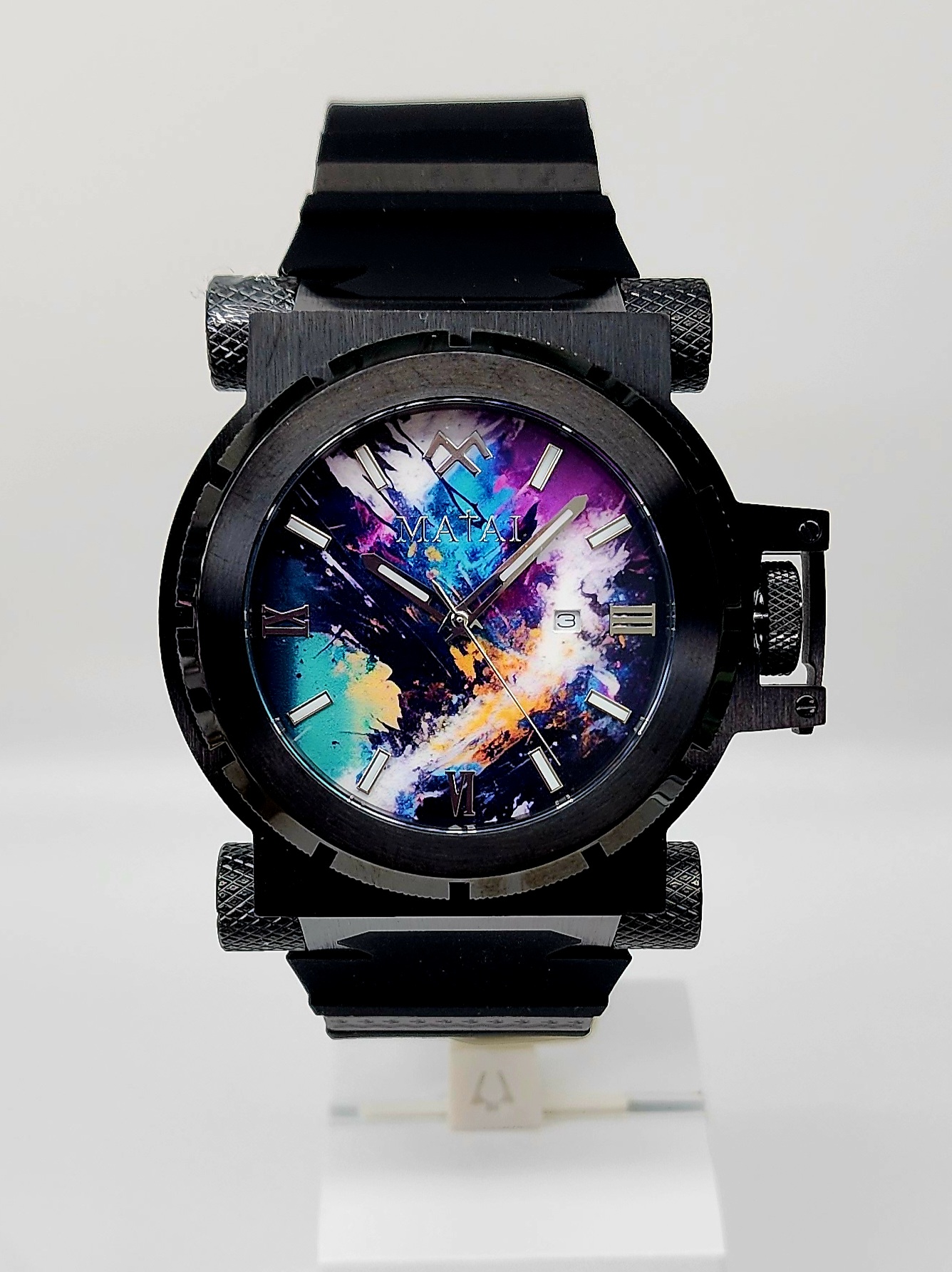MATAI Genesis G4 Black Case, Graff Dial, Black Silicone Strap WATCH 
