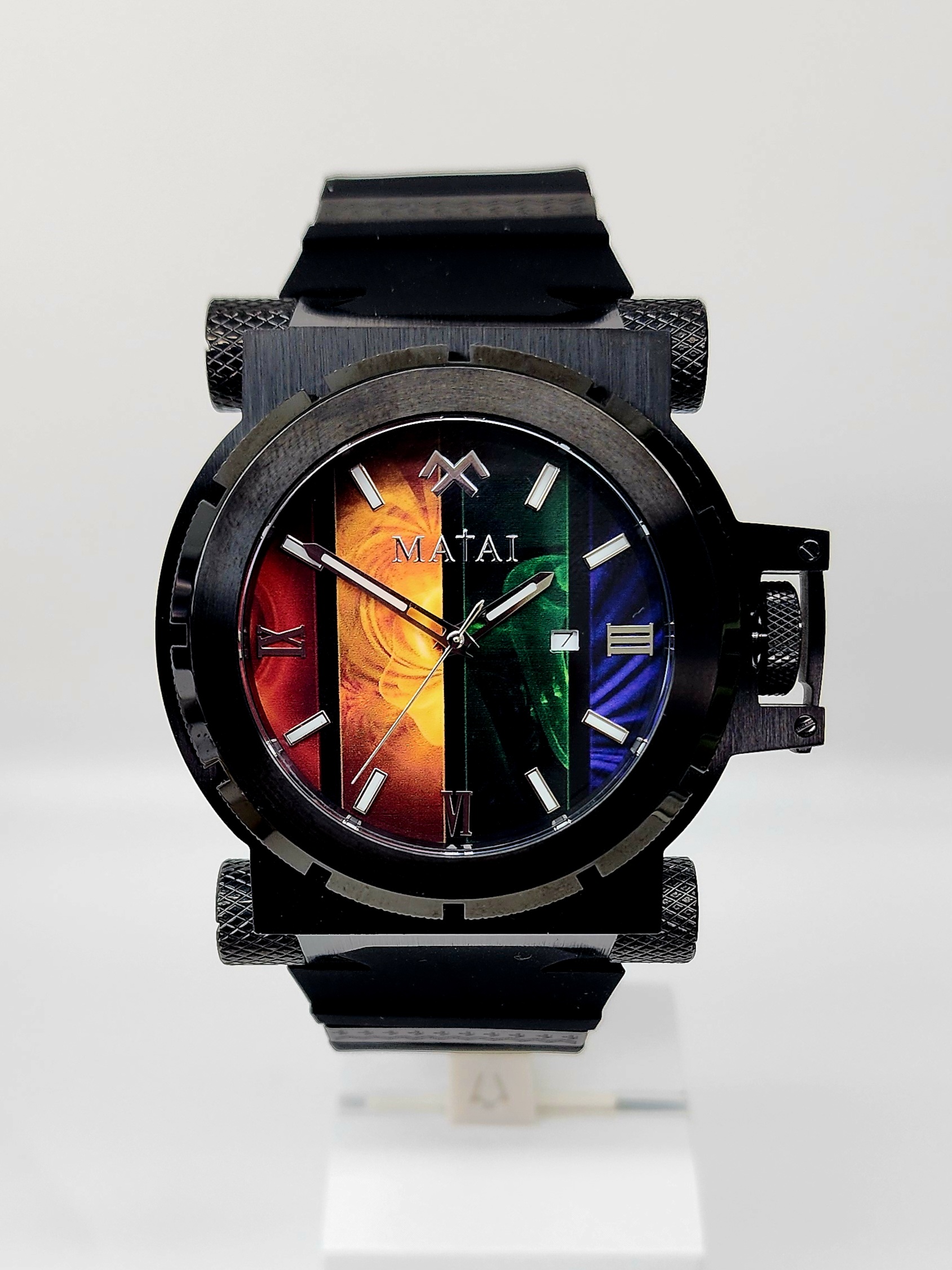MATAI Genesis G4 Black Case, Ragga Dial, Black Silicone Strap WATCH 