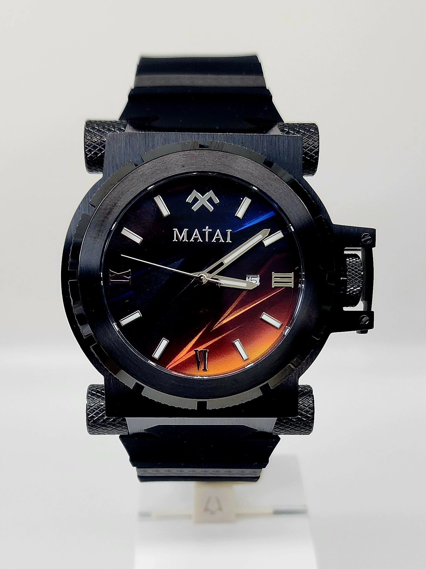 MATAI Genesis G4 Black Case, Flare Dial, Black Silicone Strap WATCH 