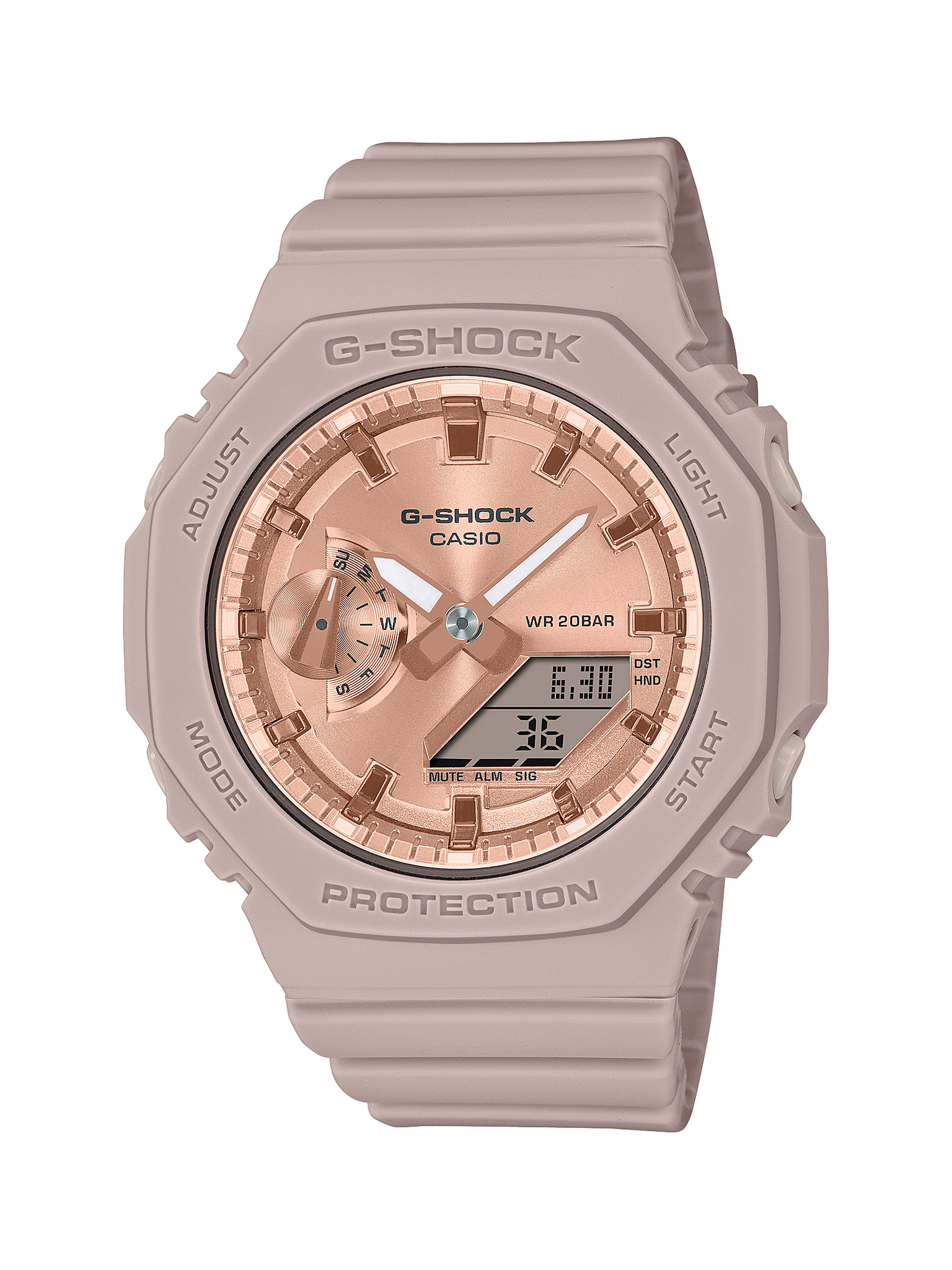 Casio G-Shock Womens Series Duel Time 200M WR, Rose Gold Dial, Pink/Gold Case & Band - GMAS2100MD-4A G-SHOCK 
