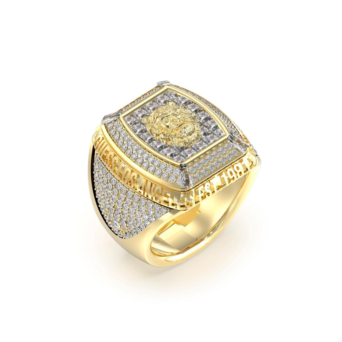 14mm Lion Pave Signer Guess Ring Gold Tone Stainless Steel - JUMR05002JWYG62 CASIO 