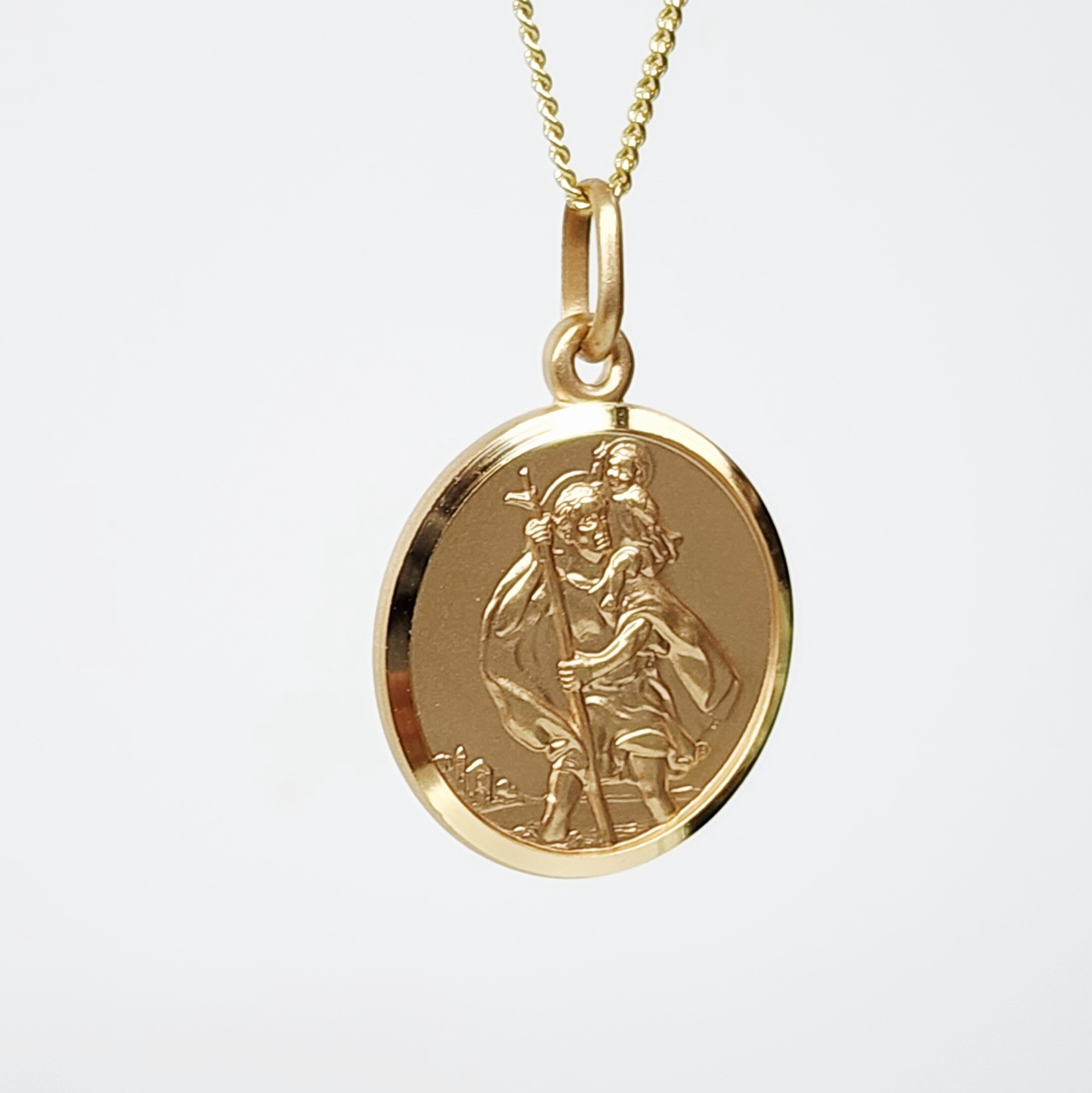 9ct Yellow Gold 18mm Round Saint Christopher Pendant - 5P0034 Gold Pendants 