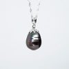 Sterling Silver CZ Pendant with 9mm Round White Freshwater Pearl and Sterling Silver Chain Sterling Silver Pendants 