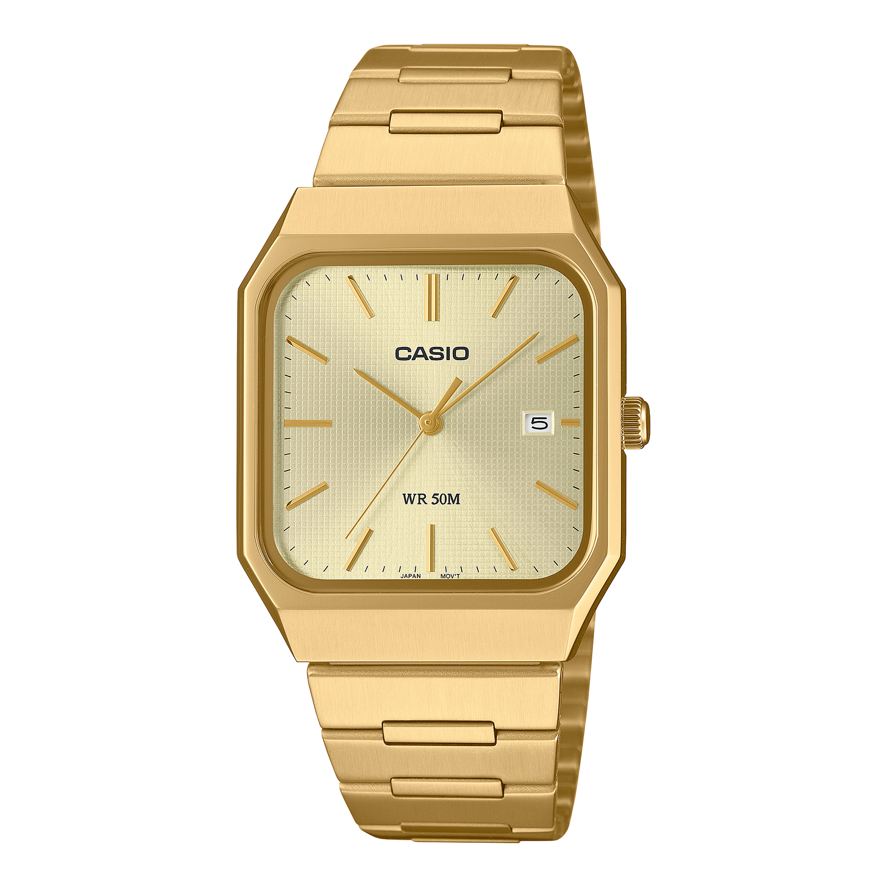 Casio Analogue Square Case, Gold Dial, Gold Case & Band Watch - MTPB185G-9A CASIO 
