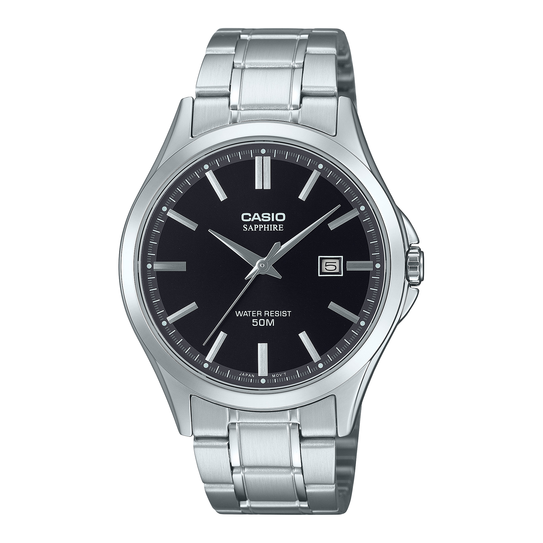 Casio Analogue 50m WR Black Dial, Stainless Case & Band - MTS115D-1A CASIO 