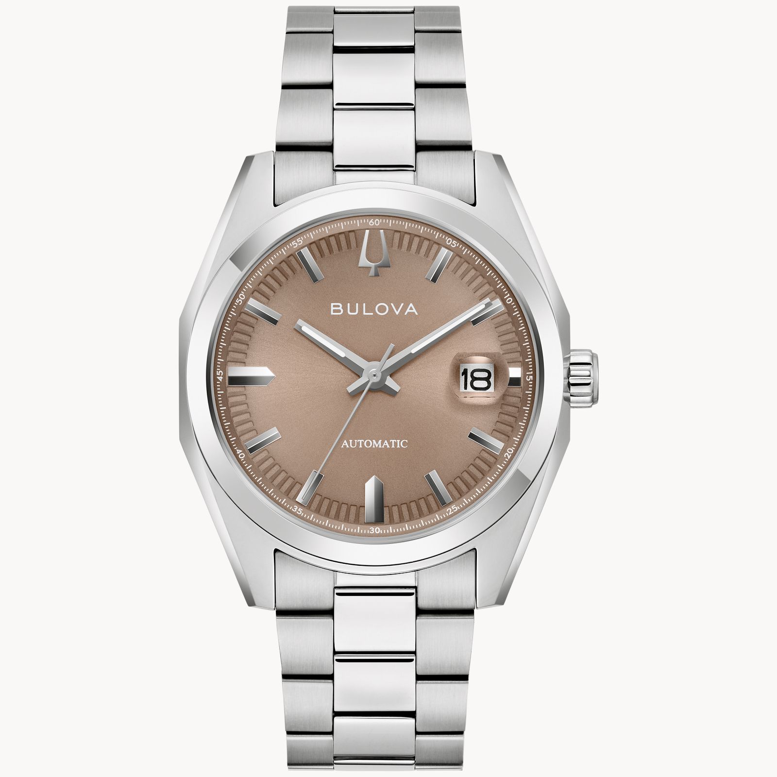 Bulova Surveyor Automatic Gents Brown Dial Stainless Steel Watch - 96B470 CASIO 